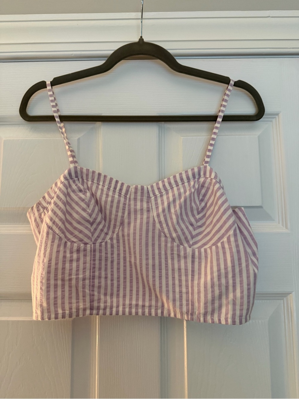 Anthropologie Lavender and White Striped Cropped Camisole